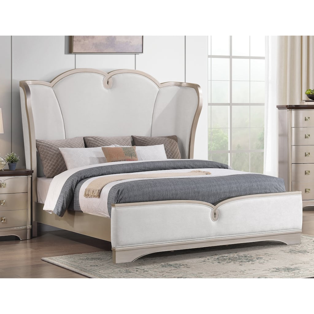 Rose Wingback Champagne Bed