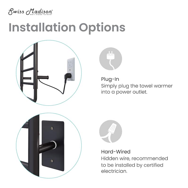 Ivy 8-Bar Electric Towel Warmer In Matte Black - 19.69" x 40.94" x 4.45"