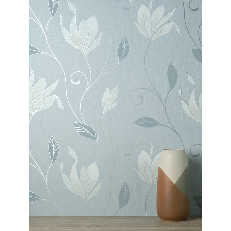 Fine Decor Synergy Light Blue Floral Wallpaper