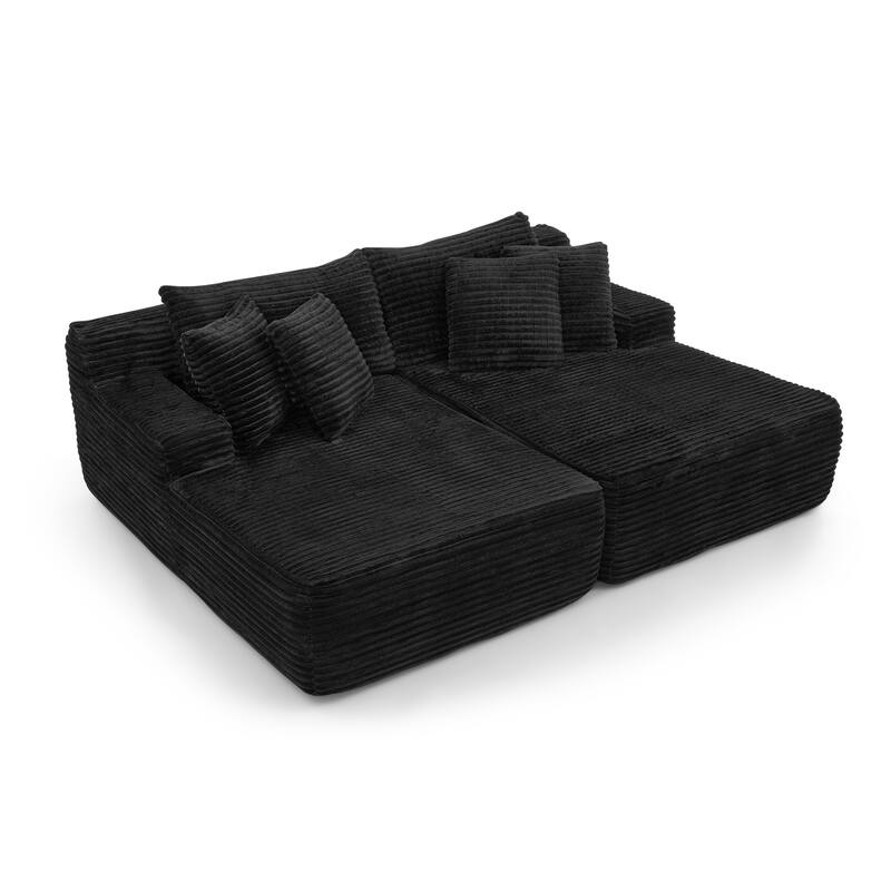 Roomfitters Two-Seater Lazy Sofa Lounge Chair, Compressed Velvet Sofa No Assembly, Fluffy Modern Indoor Lounge Chair