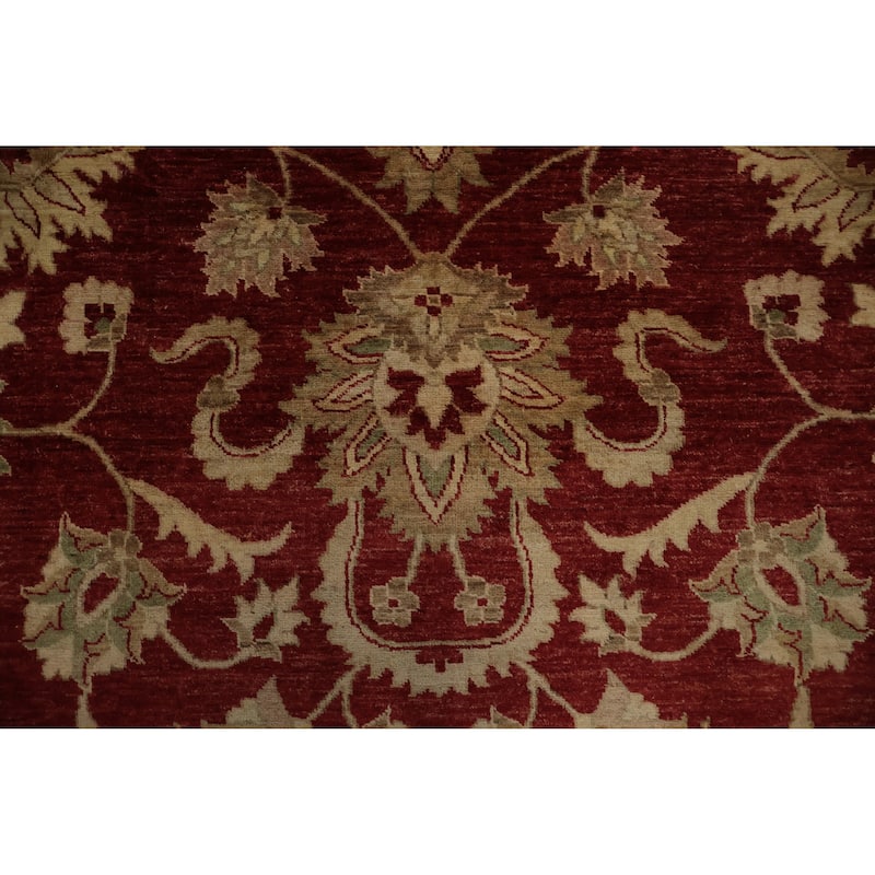 Hand Knotted Oriental 100% Wool Carpet Traditional Floral Red Peshawar Area Rug - 12' 4'' X 9' 0''