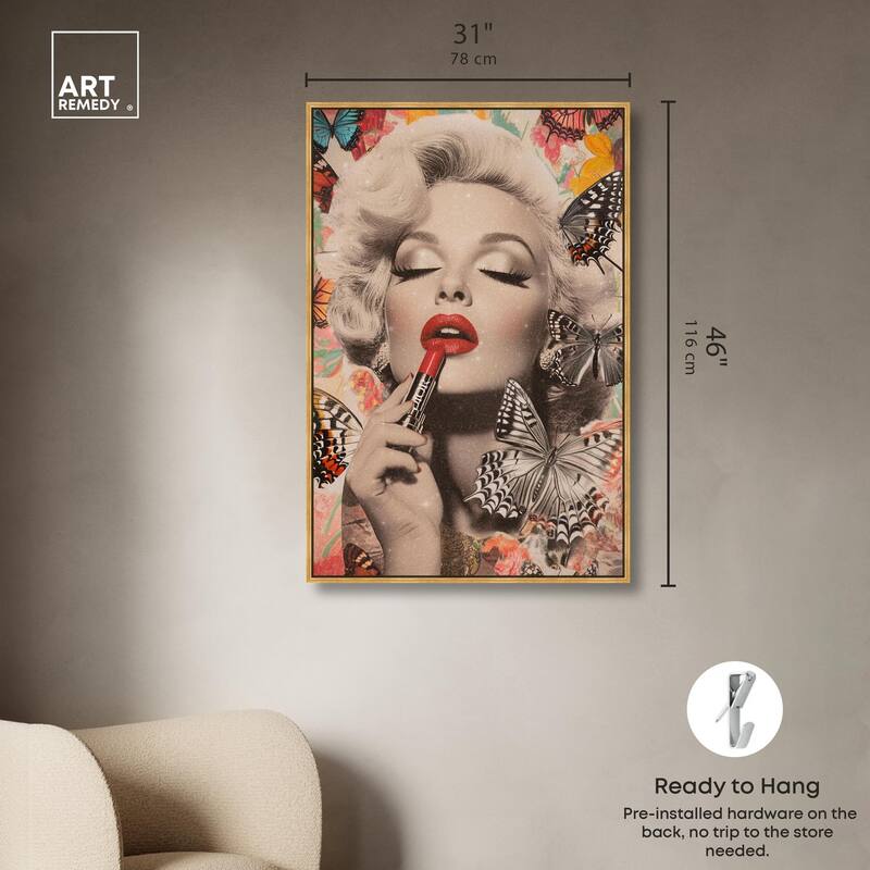 Iconic Lady Butterfly Collage Canvas by Art Remedy