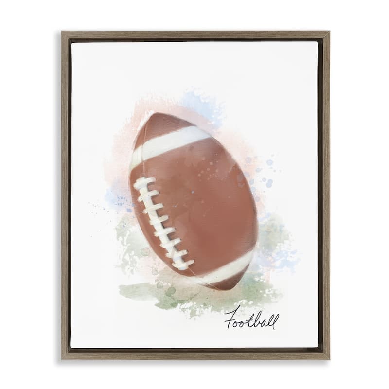 Stupell Soft Pastel Football Framed Floater Canvas Wall Art Design By Matthew Piotrowicz - 17 x 21 - Brown