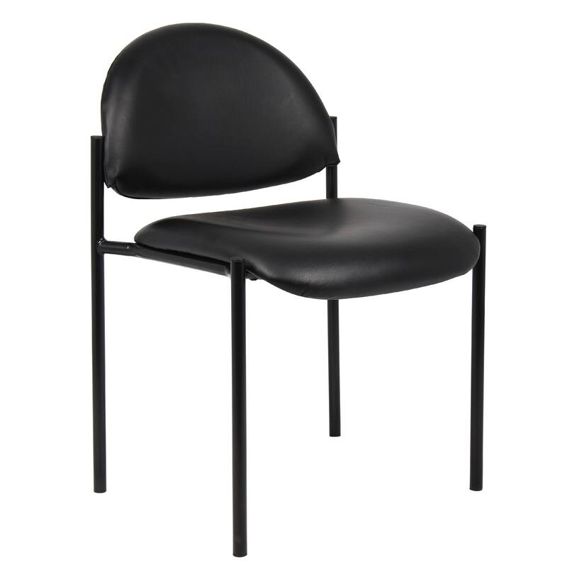 Addy Diamond Stacking Chair, Waterfall Seat, Steel, Black Vinyl