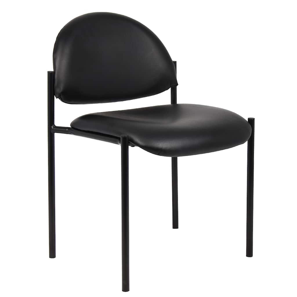 Addy Diamond Stacking Chair, Waterfall Seat, Steel, Black Vinyl