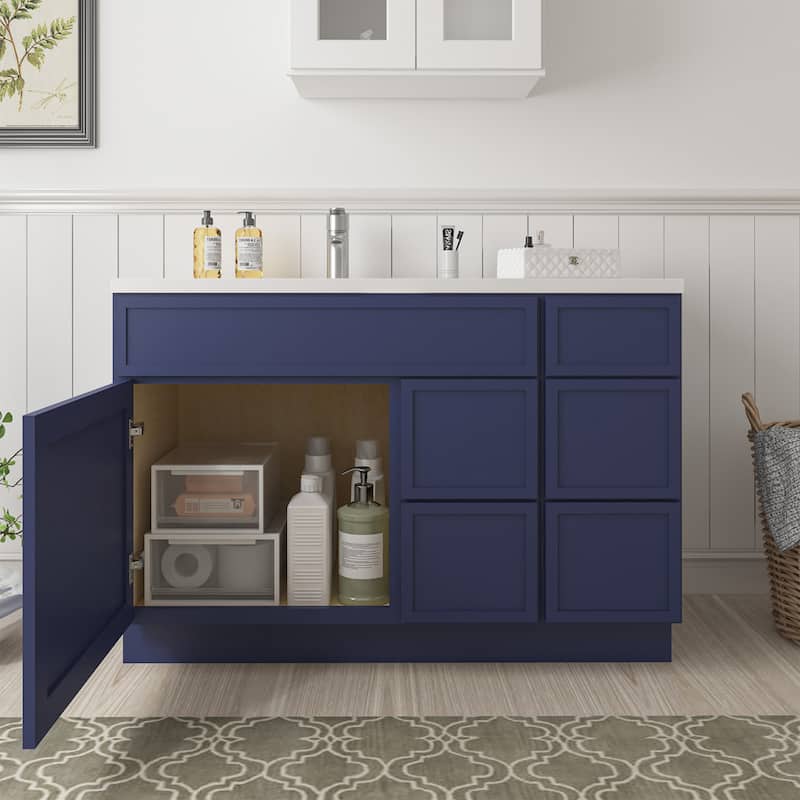 Vanity Art 48" Birch Freestanding Bathroom Vanity Cabinet without Top