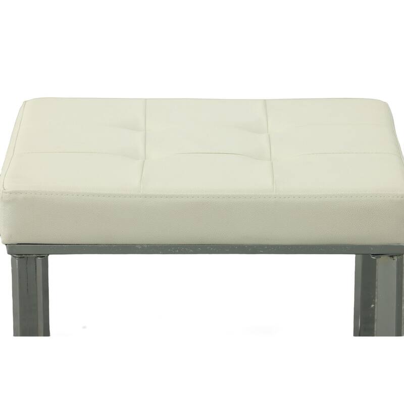 Tufted Cushion Vanity Bench - 20" - White and Chrome