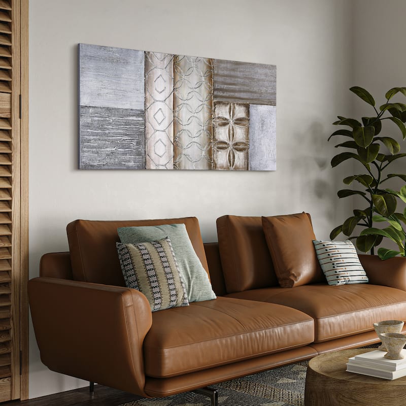 Stacked 1 Textured Metallic Hand Painted Canvas Wall Art