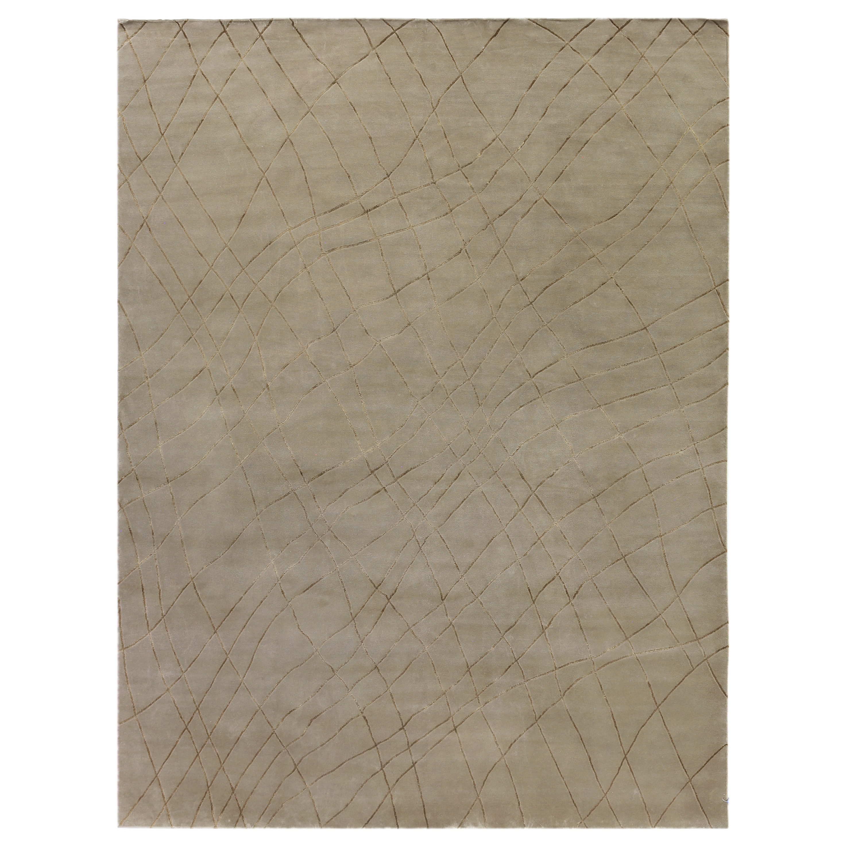 Super Tibetan hand-knotted Wool/Bamboo Silk Beige Area Rug - 8' x 10'6"
