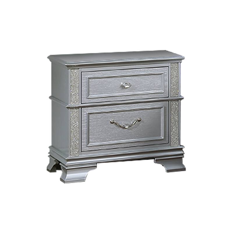 2-Drawers Nightstand Decorative Glitter Front 1pc