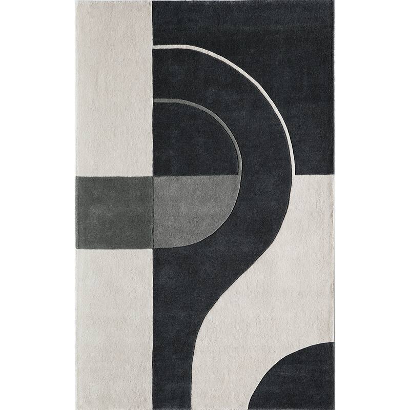 Momeni Delhi Hand-tufted Wool Contemporary Geometric Area Rug - 3' 6" x 5' 6" - Charcoal - Runner/Rectangle