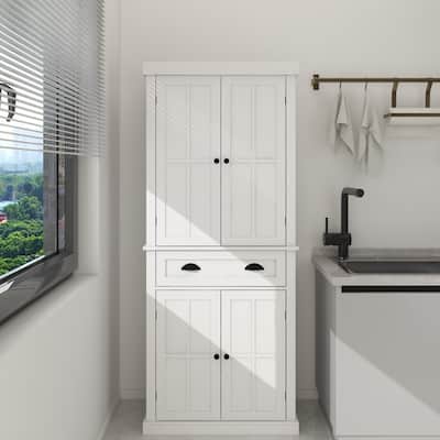 71" 4-Doors Kitchen Pantry with Drawer and 2 Adjustable Shelves