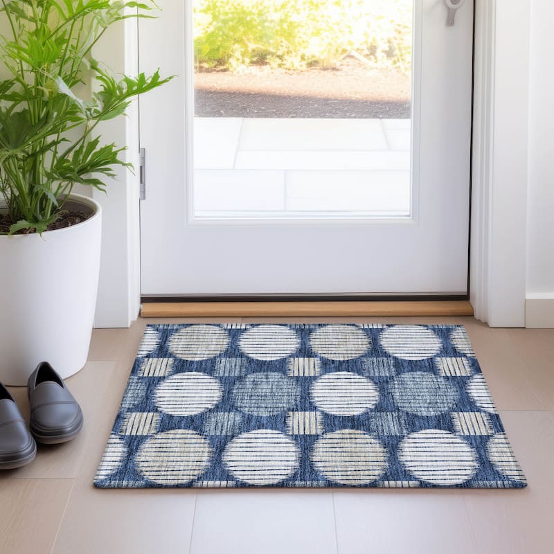 Premium Washable Super Soft Modern Pop Mayfield Rug - Navy - 1'8" x 2'6"