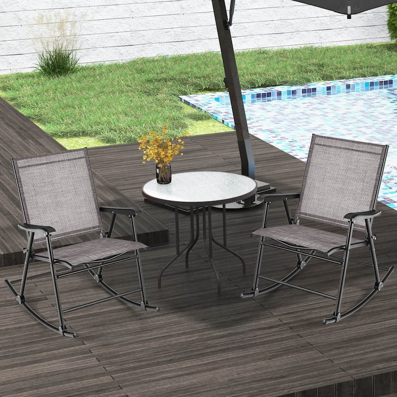 Costway 2 PCS Patio Folding Rocking Chair Heavy-Duty Metal Frame - See Details
