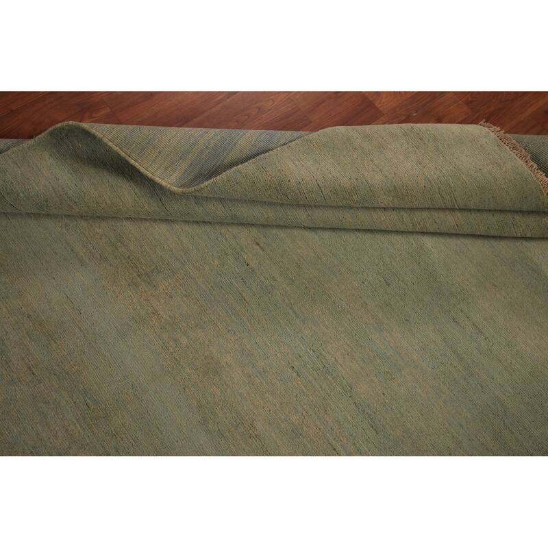 Modern Gabbeh Oriental Area Rug Handmade Green Modern Wool Carpet - 4'9" x 6'11"