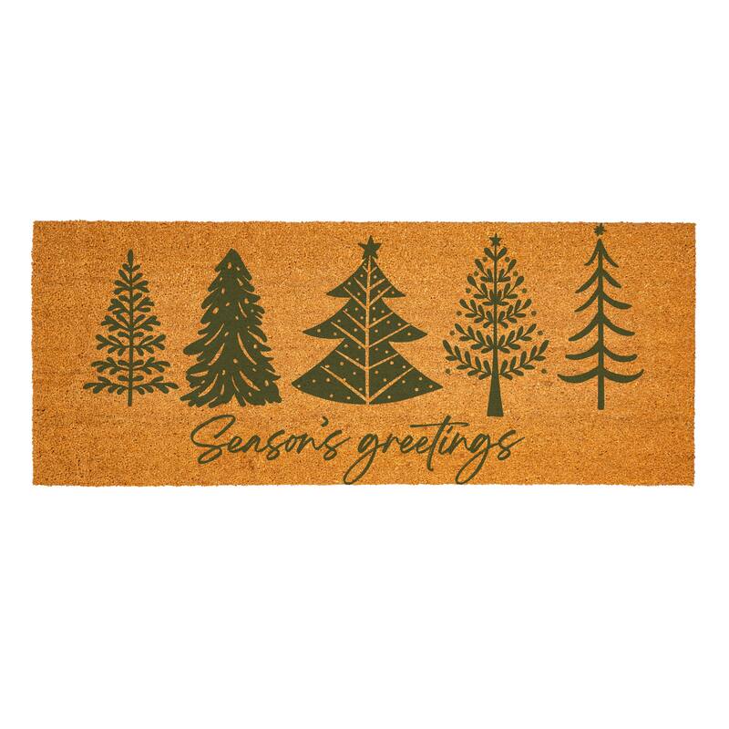 Shades of Green Coir Door Mat - Seasons Greetings, 60"x24"