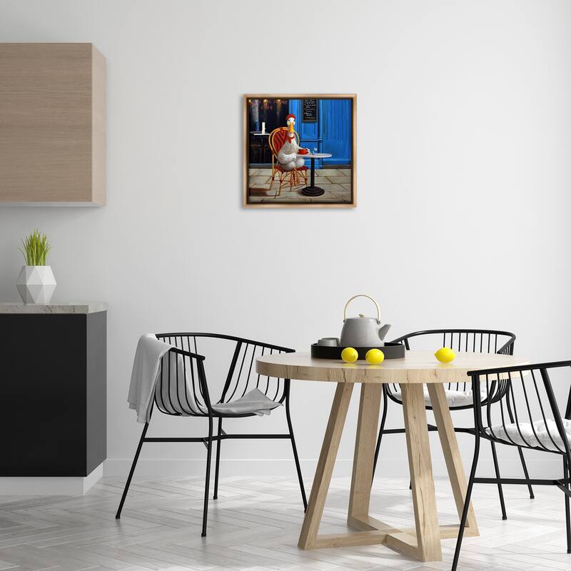 Stupell Trendy Duck at Cafe Framed Floater Canvas Wall Art Design By Lucia Heffernan
