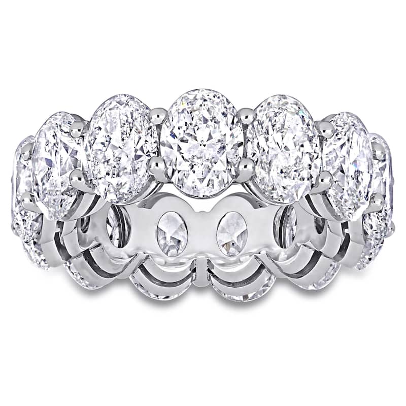 Miadora 13 1/10ct TDW Oval Diamond Eternity Ring in 18k White Gold