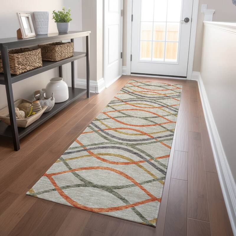 Premium Washable Super Soft Contemporary Dickerson Mayfield Rug - Orange - 2' 3" x 7' 6"