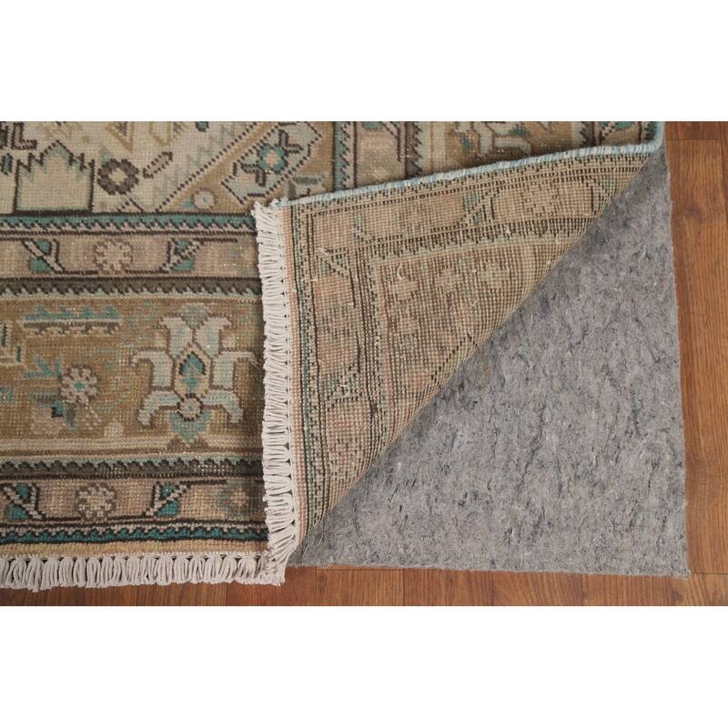Hand Knotted Oriental 100% Wool Carpet Traditional Medallion Peach Tabriz Area Rug - 9' 7'' X 6' 5''