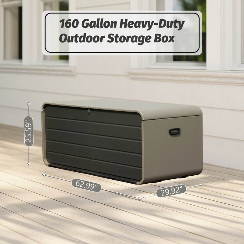 Domi 200 Resin Gallon Outdoor Storage Box - Waterproof, UV-Resistant Deck Box with Lockable Lid
