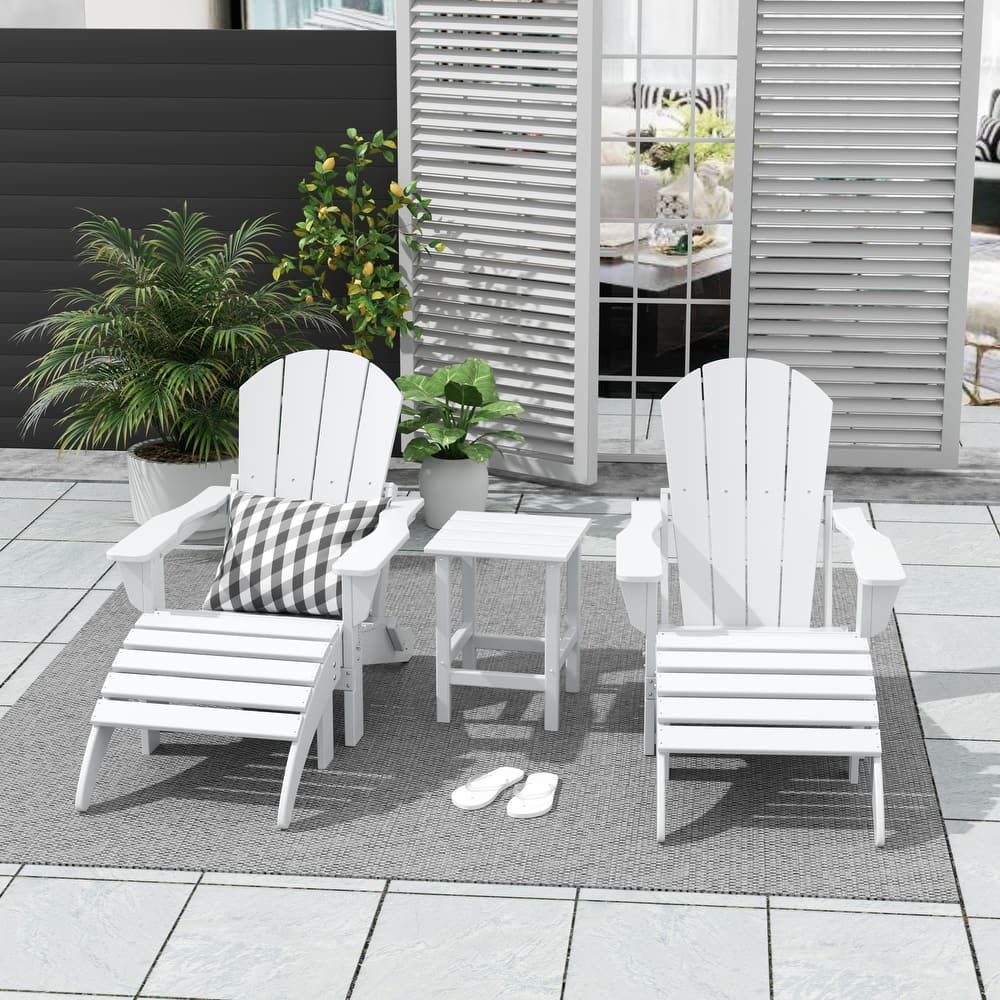 Laguna Hdpe All Weather Outdoor Patio Foldable Adirondack Chairs Conversation Set (5-Piece Set)