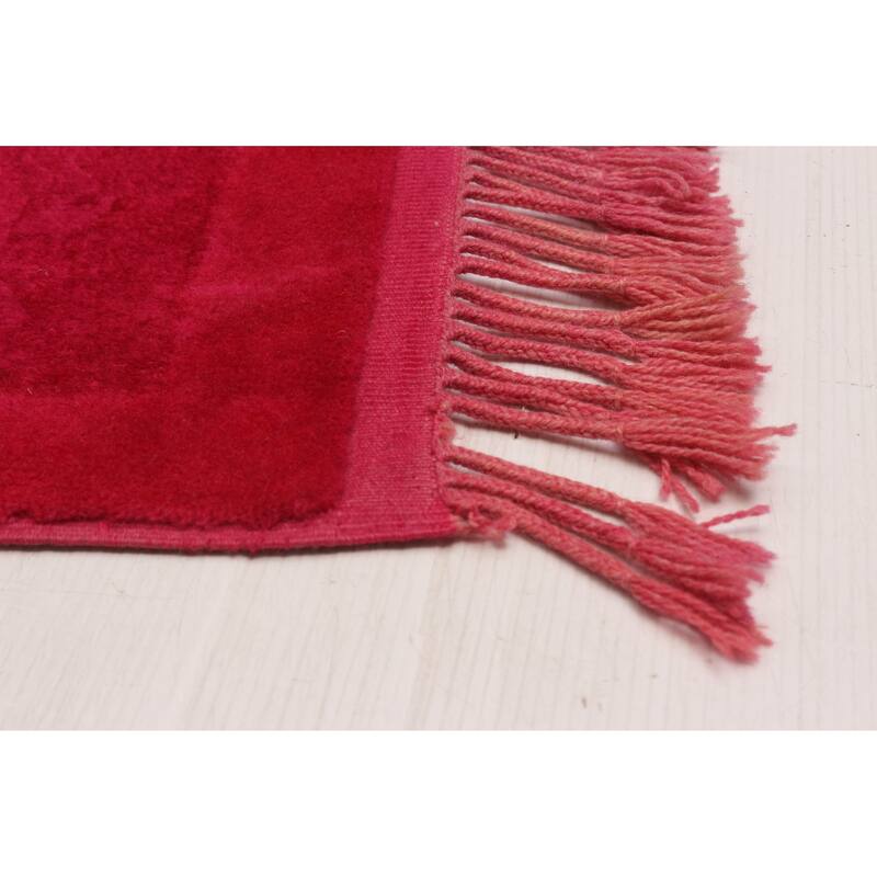 ECARPETGALLERY Hand-knotted Color Transition Dark Pink Wool Rug - 7'8 x 10'6