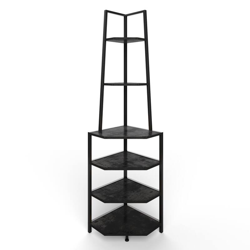 VECELO 6-Tier Corner Bookshelf 68.5" Open Shelves Space-Saving Multifunctional Storage for Living Room Kitchen Balcony