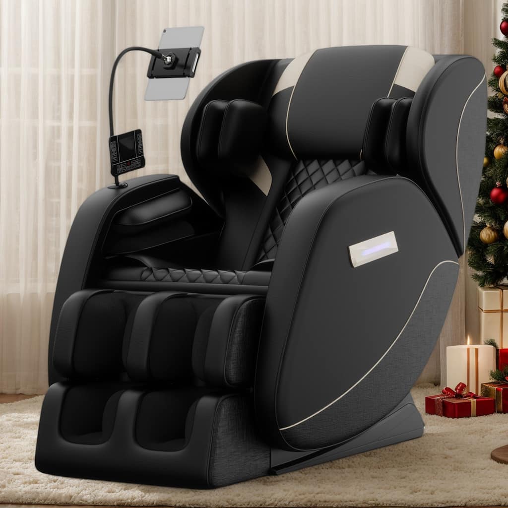 Luxury Zero Gravity Full-Body Massage Chair with Heating, Bluetooth Audio, and Foot Rollers - Home Relaxation Recliner