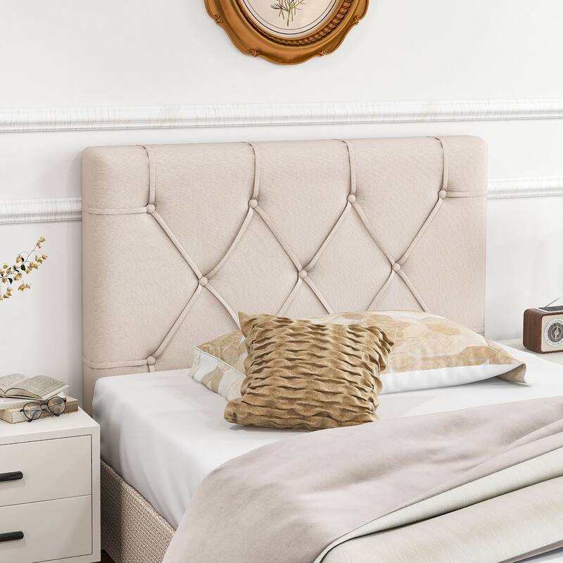 Gymax Upholstered Headboard for Twin Size Bed w/ Fabric Upholstery