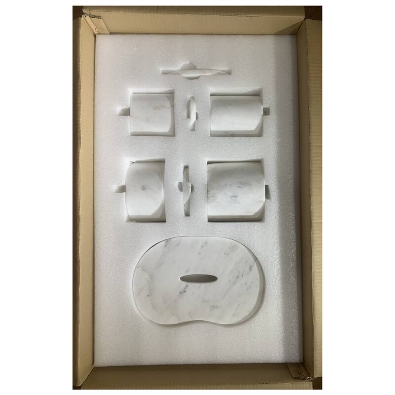 Roomfitters Marble Bathroom Accessories Set, Natural Stone Countertop Organizer Set, Solid Marble Vanity Accessories