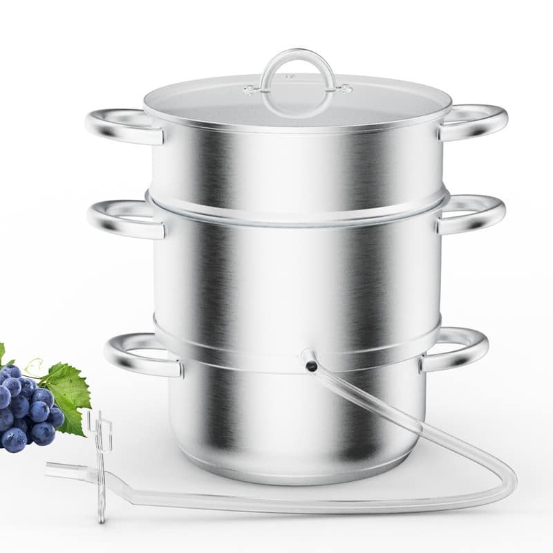 3-Tier Stainless Steel Juice Steamer Pot With Glass Lid And Handle - 11 QT