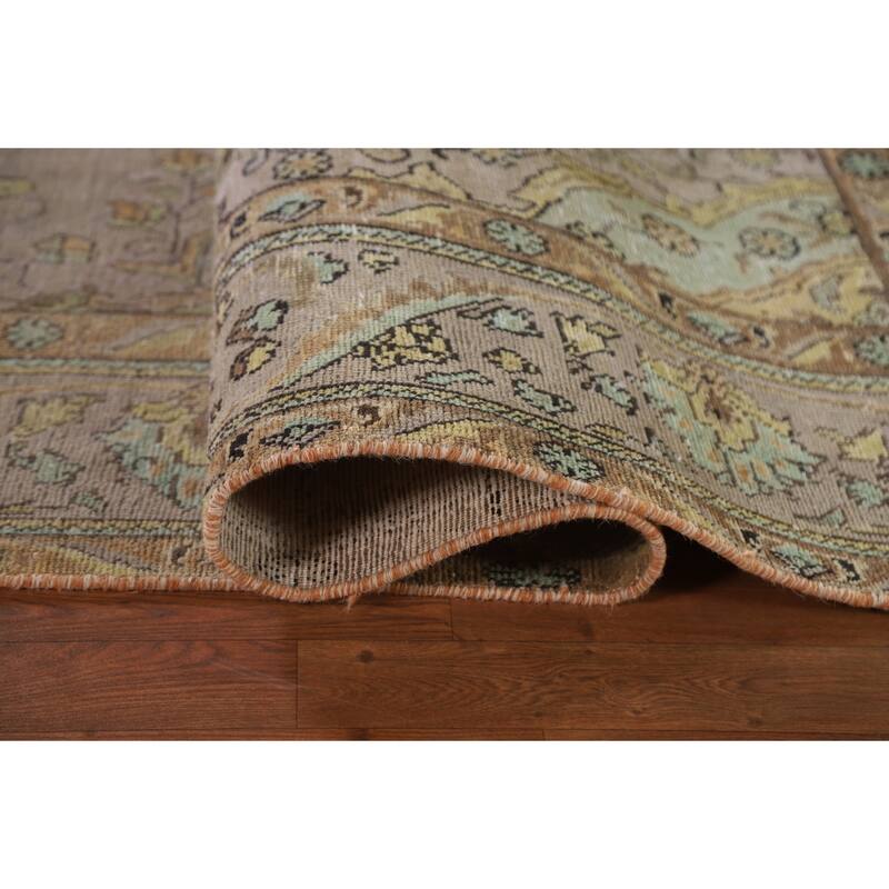 Hand Knotted Oriental 100% Wool Carpet Traditional Medallion Brown Tabriz Area Rug - 11' 0'' X 7' 8''