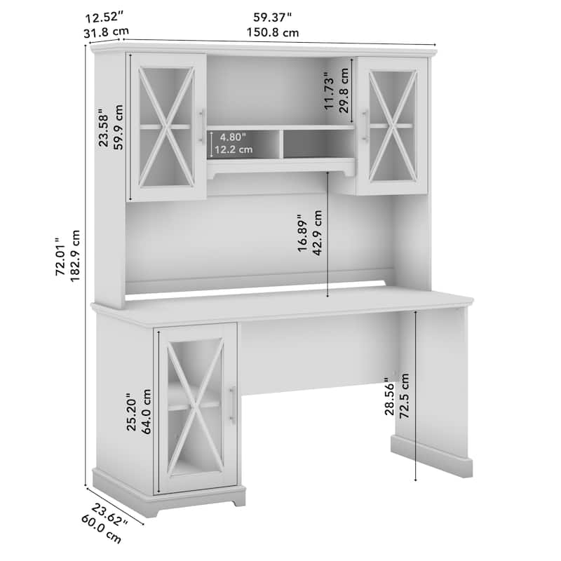 Lennox Farmhouse Desk with Hutch and Storage Cabinet by Bush Furniture