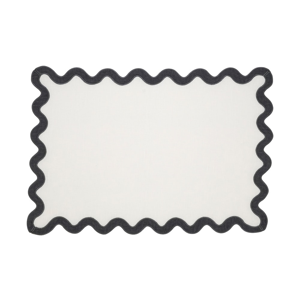 100% Linen Eco Scallop Border Placemat (Set of 4) - 13"x19"