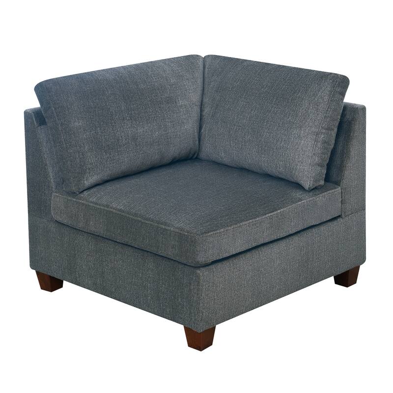 1pc Grey Chenille Modular Corner Wedge Sofa 37x37x35 inches