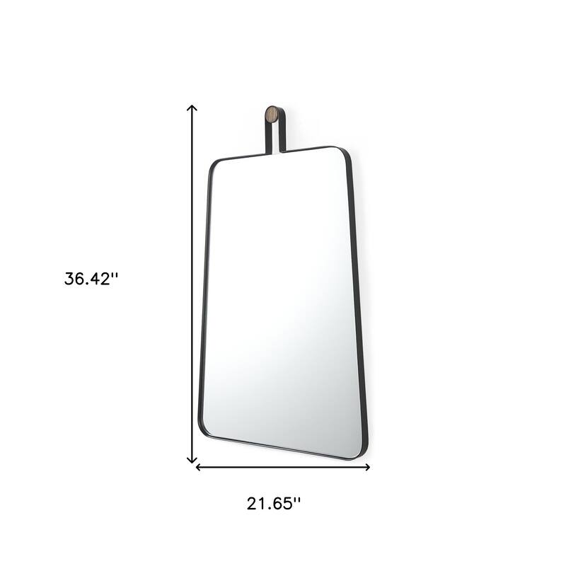 HomeRoots 36" Black Metal Framed Accent Mirror - 21.65 in. x 36.42 in. x 1.18 in.