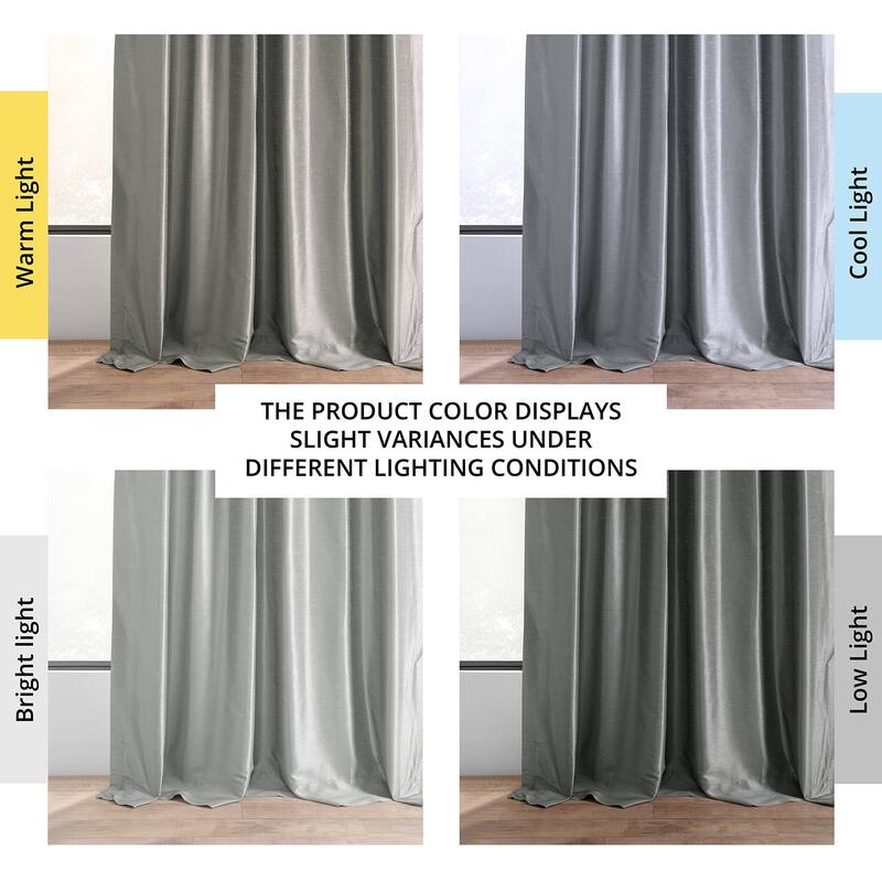 Ex. Fabrics Silver Faux Textured Dupioni Silk Curtain (1 Panel)