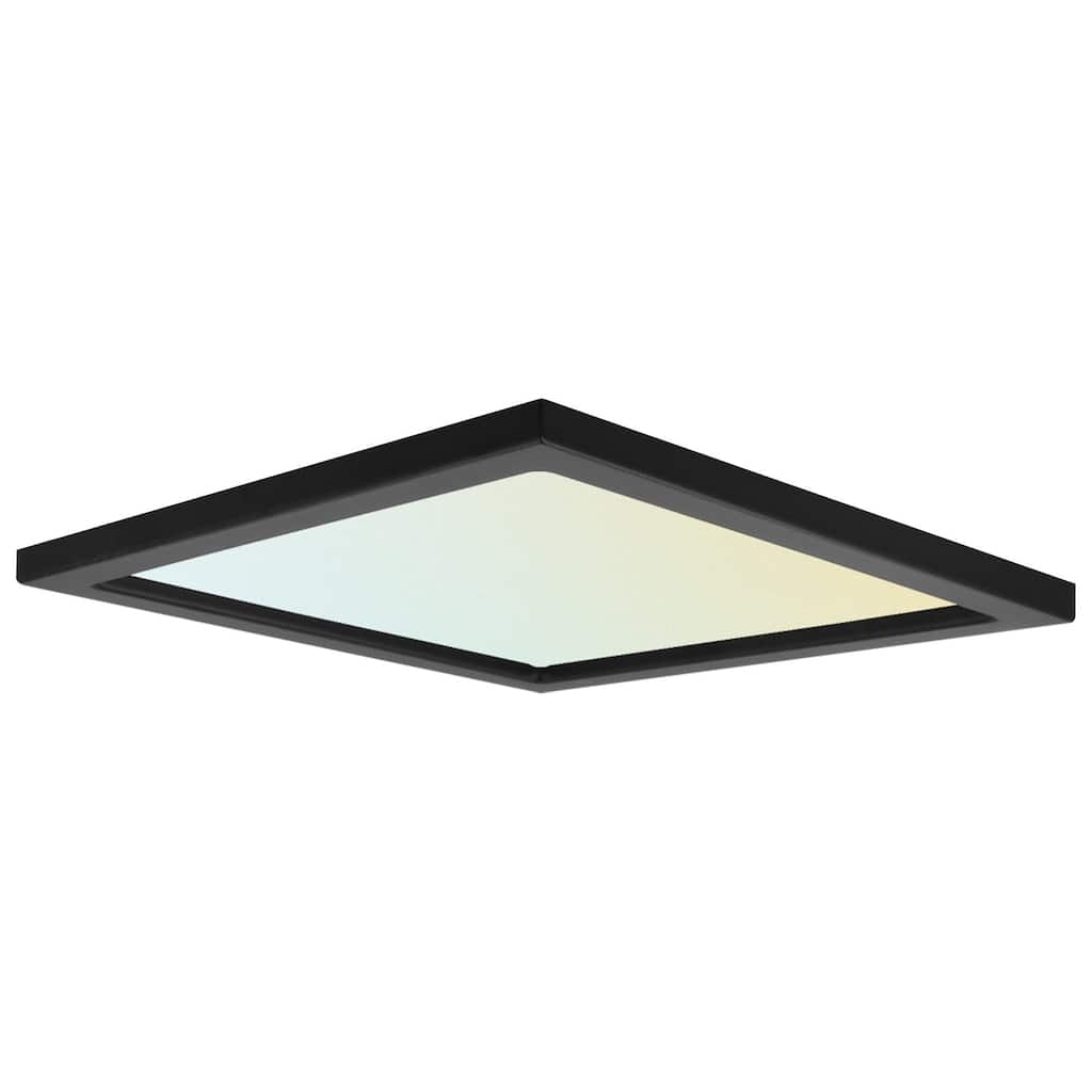 Luxrite 9" Square LED Flush Mount 18W 3 Color Selectable 1200 Lumens Dimmable Damp Rated Black ETL Listed