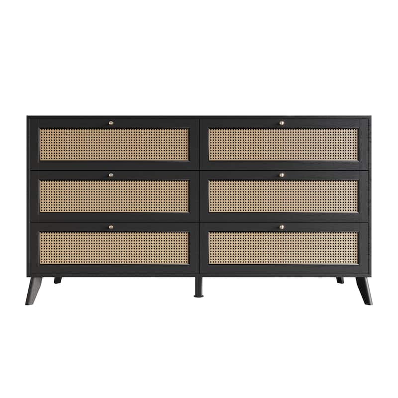 CraftPorch Mid-Century Modern Black Dresser - Black - 6-drawer