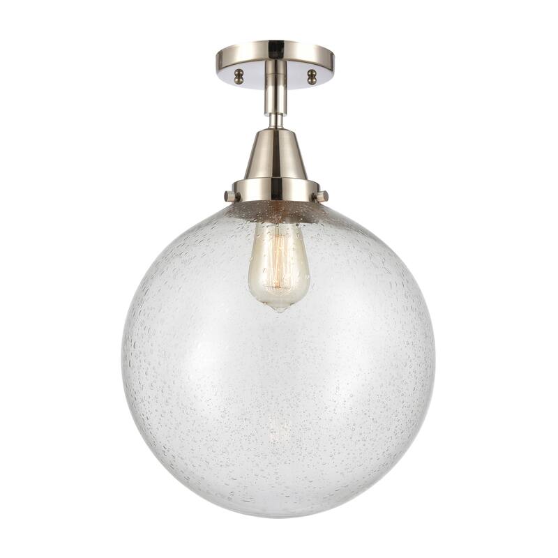 Innovations Lighting Caden Beacon - 1 Light 12" Flush Mount - Polished Nickel/Seedy