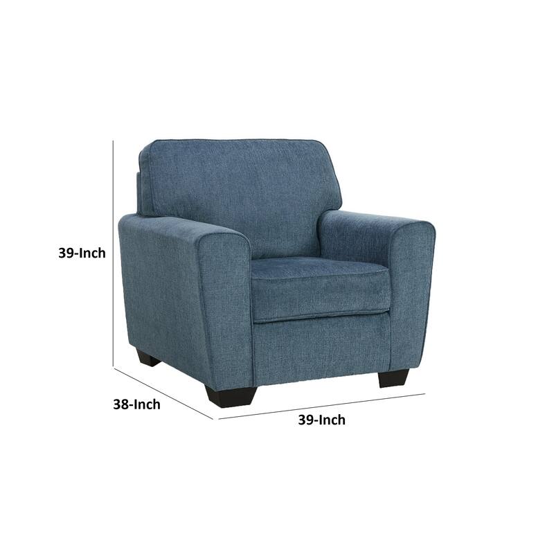Caten 39 Inch Armchair, Transitional Polyester Upholstery, Muted Blue