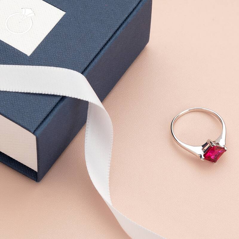 Sterling Silver 2.25 ct Created Ruby Solitaire Ring