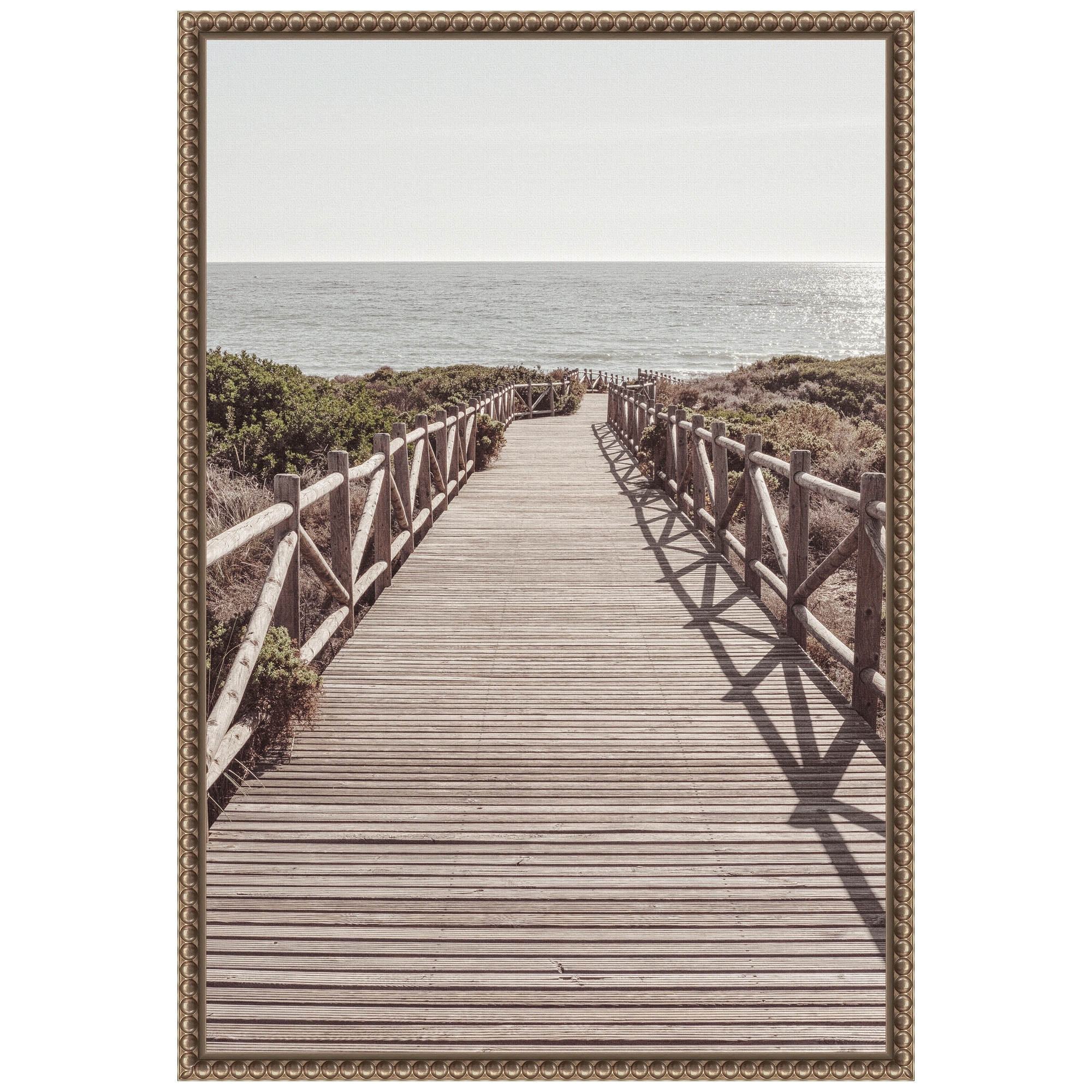 Beach 003 by Pictufy Studio III Framed Canvas Wall Art - Sylvie Beaded Bronze