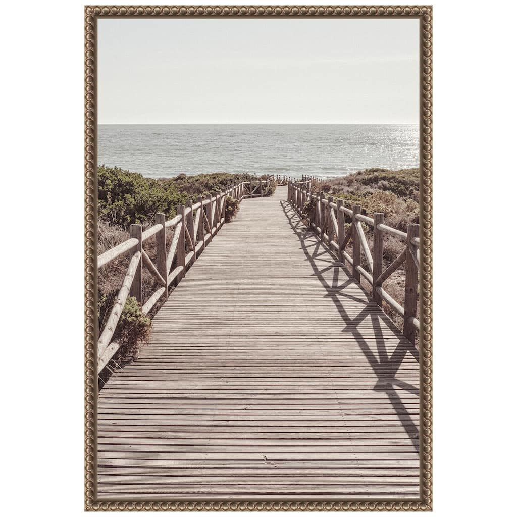 Beach 003 by Pictufy Studio III Framed Canvas Wall Art - Sylvie Beaded Bronze