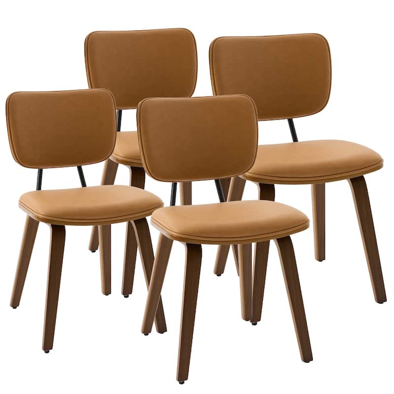 Faux Leather Upholstered Dining Chairs Set of 2/4 with Wood Legs - 32.3"H x 18.5"W x 21.8"D