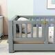 preview thumbnail 5 of 9, Grey Twin Size Pine Wood Floor Platform Bed with Built-in Book Storage Rack, Door