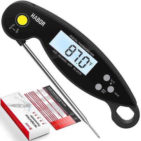 Habor Instant Read Meat Digital Cooking Thermometer, Auto-Rotating Backlit Display, for Kitchen BBQ Grill Milk