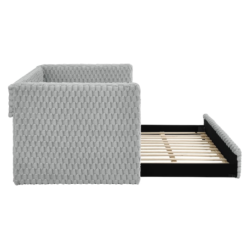 Upholstered Corduroy Fabric Twin Size Sofa Daybed