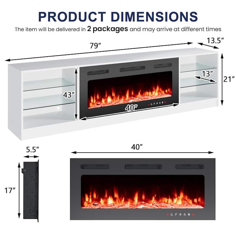 EROMMY Electric Fireplace TV Stand, Living Room Media Storage Cabinet and Entertainment Console